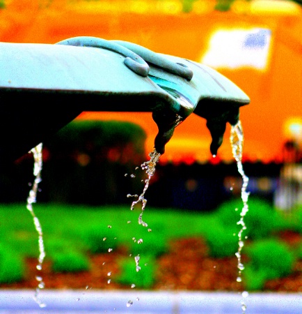 THE FOUNTAIN WITH YELLOW  BACKGROUND