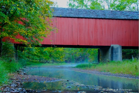 Morning Mist -Frankenfield Covered Bridge