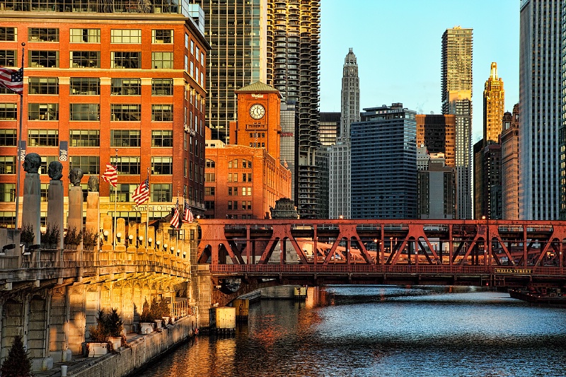 Chicago River Sunset