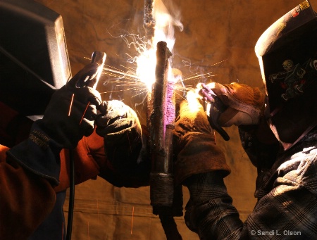 buddy welding in the garage