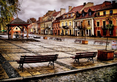 Rainy autumn in Sandomierz