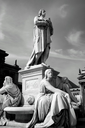 Statues in Berlin Plaza, B/W 