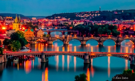 Dusk over Vltava River, Prague