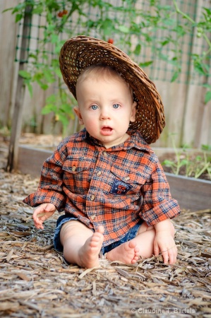 Baby in the vegetable garden