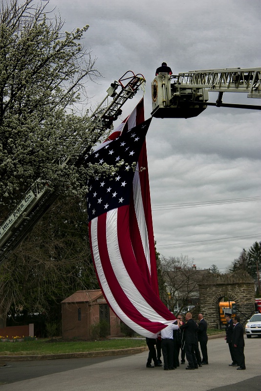 The Colors are draped between 2 ladders