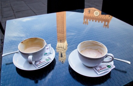 Cappuccinos on Piazza del Campo, Siena, Italy