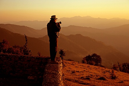 Photographer in golden light