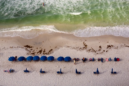 Early morning beach set up