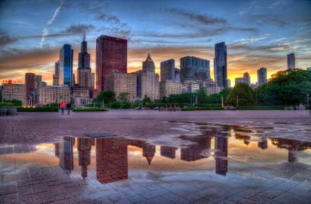 Cihicago Sunset Reflections