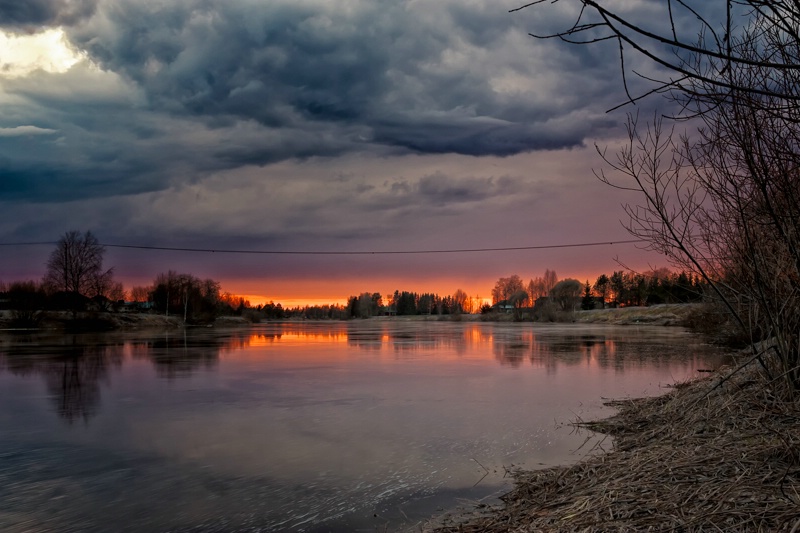 Springtime Sunset By The River