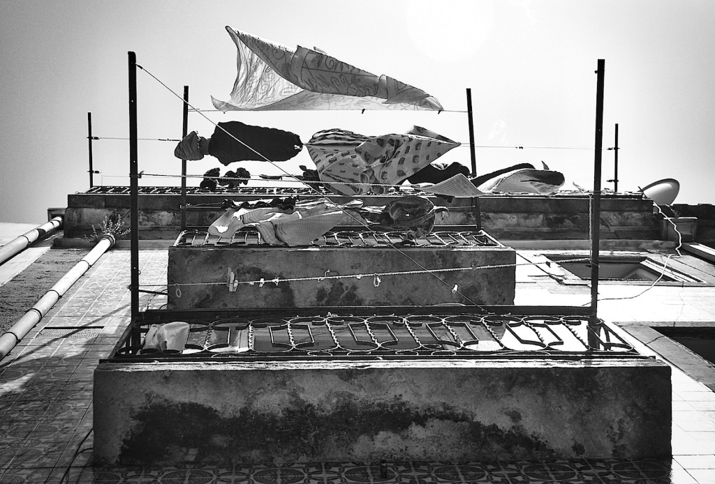 Washing Line in the Alfama in B/W