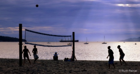 Evening beach volleyball, Vancouver BC