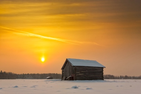 Old Barn Houses On A Winter Morning