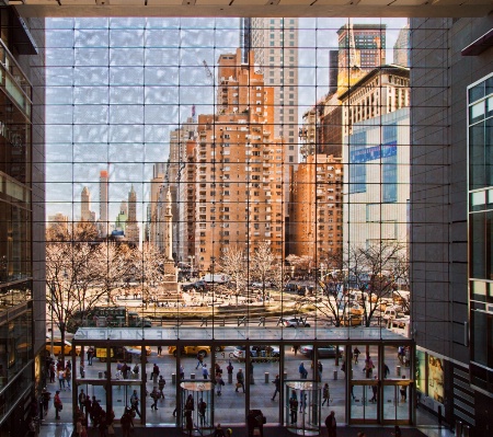 Window shopping in Columbus Circle