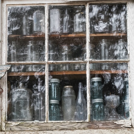 Window With Mason Jars