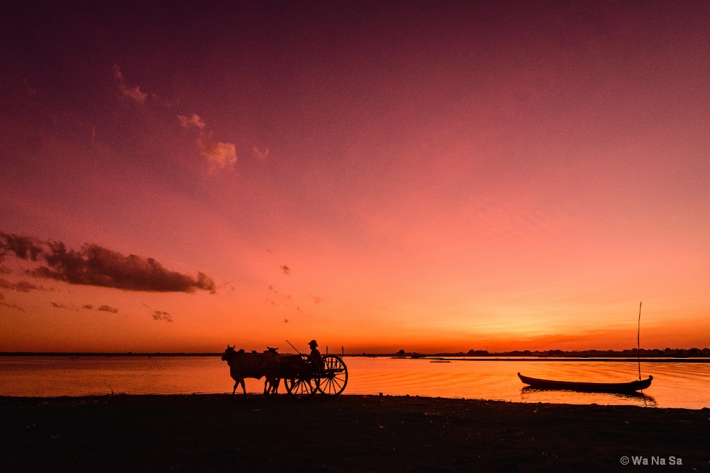 Cart and boat.