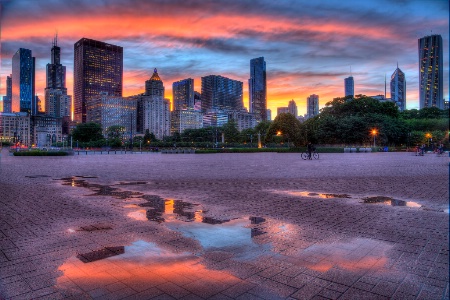 Chicago Sunset Reflections